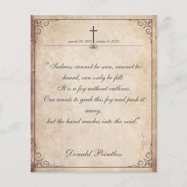 Traurigkeit kann nicht gesehen werden - Beerdigung (Vorderseite)