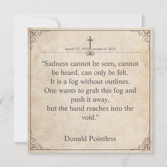 Traurigkeit kann nicht gesehen werden - Beerdigung (Vorderseite)