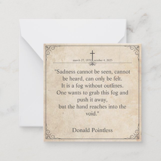 Traurigkeit kann nicht gesehen werden - Beerdigung Mitteilungskarte (Vorderseite)