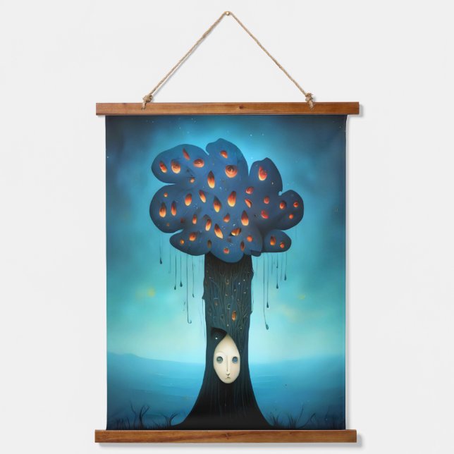 Traurigkeitsbaum Wandteppich Mit Holzrahmen (Vorderseite)