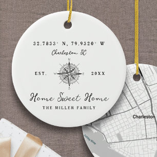 Trautes Heim Breitengrad Längengrad Personalisiert Keramik Ornament