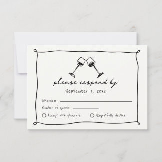 Trauung des Weingartens mit schwarzer Hand RSVP Karte