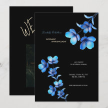 Trauungsanzeige Moody Black & Blue Floral