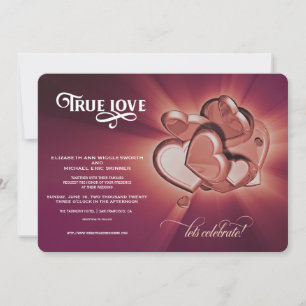 Trauungseinladung True Love Rose Gold Hearts Ankündigung
