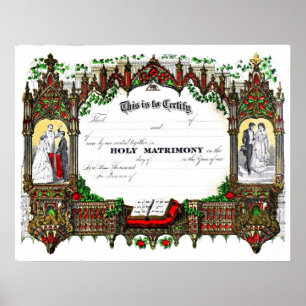 Trauungsurkunde von 1877 poster