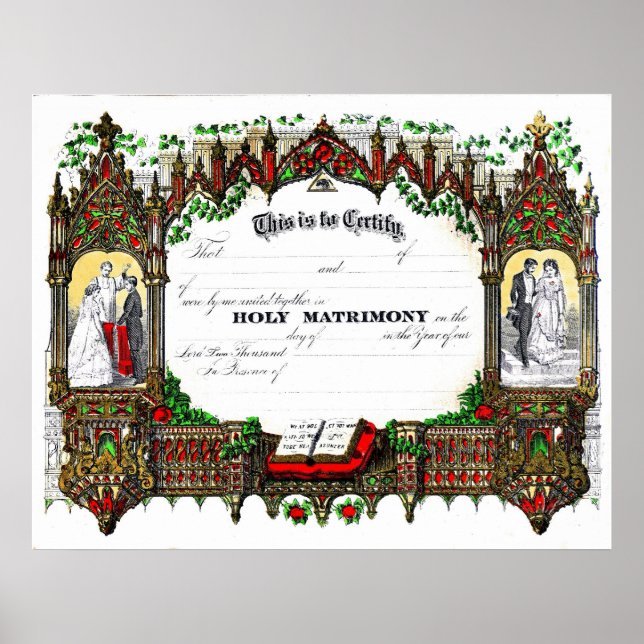 Trauungsurkunde von 1877 poster (Vorne)