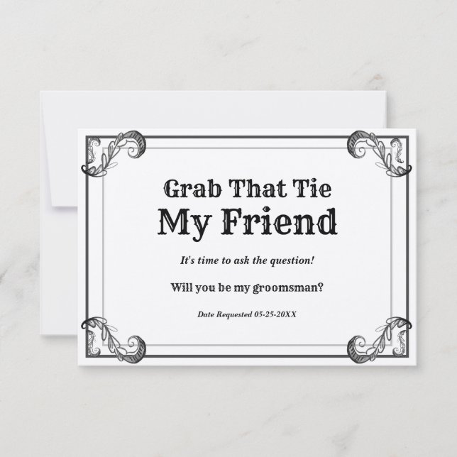 Trauzeuge beantragen Vintage Grab dieser Krawatte Einladung (Vorderseite)