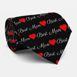 Trauzeuge Black and White Red Hearts Neck Tie Krawatte