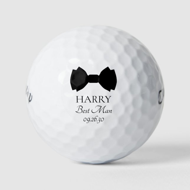 Trauzeuge Black Bow Krawatte Golfball (Vorderseite)