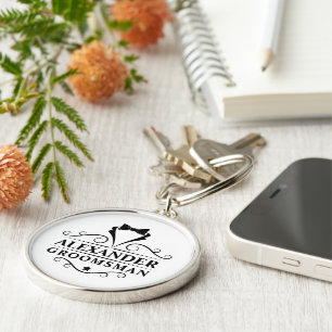 Trauzeuge Black Krawatte Premium Runde Schlüsselanhänger