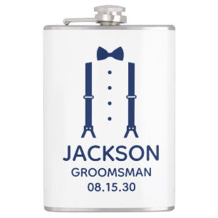 Trauzeuge Blaues Fliege Flachmann