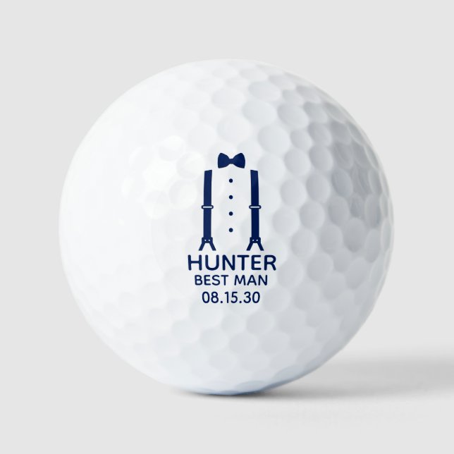 Trauzeuge Blue Bow Krawatte Golfball (Vorderseite)