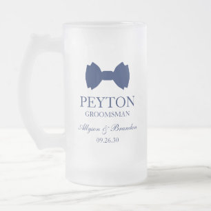 Trauzeuge Blue Bow Krawatte Mattglas Bierglas
