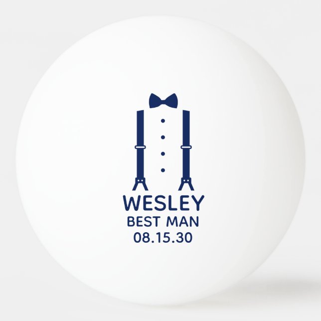 Trauzeuge Blue Bow Krawatte Tischtennisball (Vorderseite)