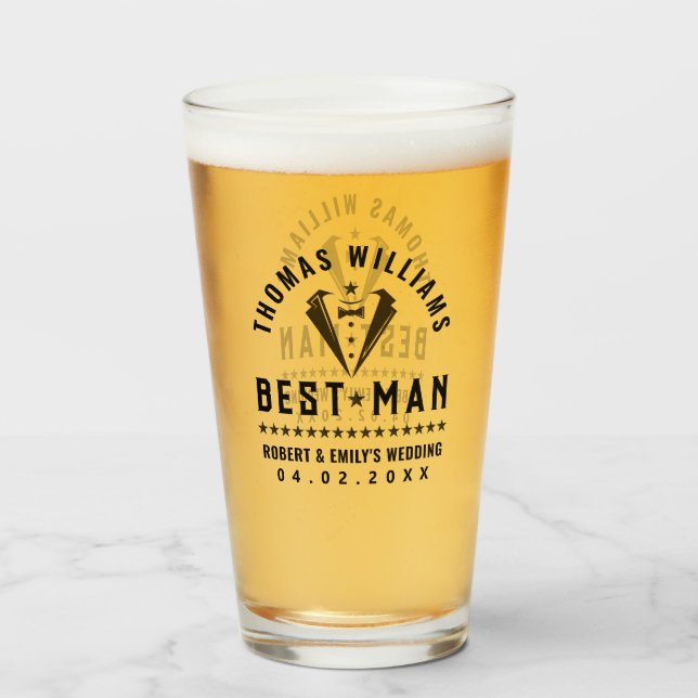 Trauzeuge Elegant Black Tuxedo Wedding Geschenk Glas (Vorne (Gefüllt))