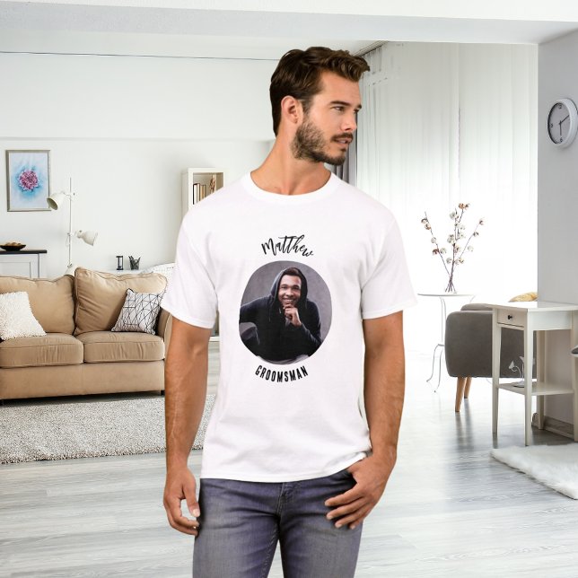 Trauzeuge Foto Bachelor Party T-Shirt (Von Creator hochgeladen)