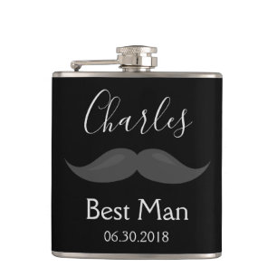 Trauzeuge Gastgeschenk Hochzeit Mustache Flachmann