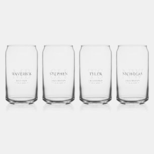 Trauzeuge geben moderne trendy Monogram-Initialen Dosenglas