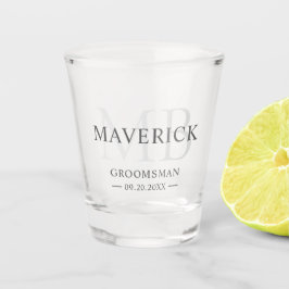 Trauzeuge geben moderne trendy Monogram-Initialen Schnapsglas