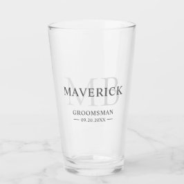 Trauzeuge geben modernes Trendy Monogram Erstgebäc Glas