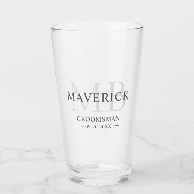 Trauzeuge geben modernes Trendy Monogram Erstgebäc Glas (Vorderseite)