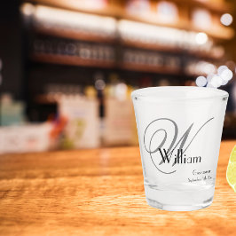 Trauzeuge Geschenk Moderne Monogramm Name Datum Ni Schnapsglas