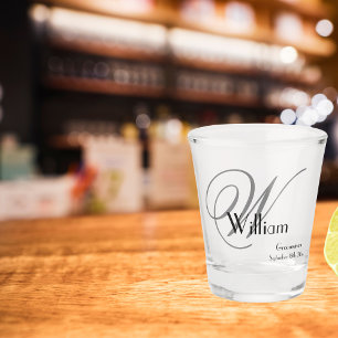 Trauzeuge Geschenk Moderne Monogramm Name Datum Ni Schnapsglas
