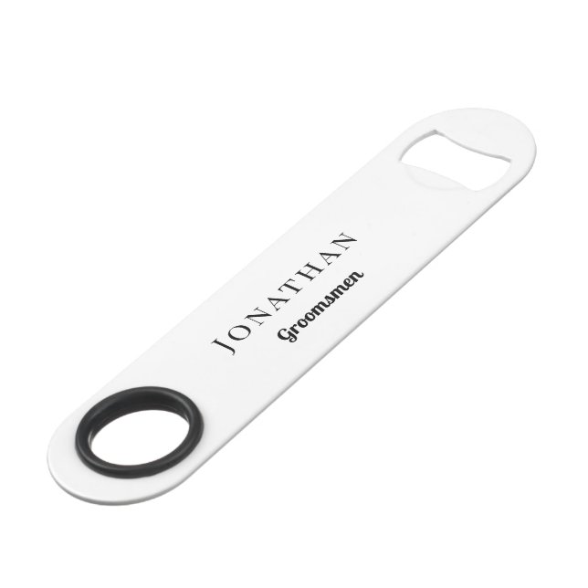 Trauzeuge-Geschenk Personalisiert Black Monogram H Speed Flaschenöffner (Vorderseite Schrägansicht)