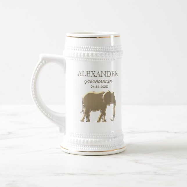 Trauzeuge Gold Elephant Einfach Mit Monogramm Bierglas (Links)