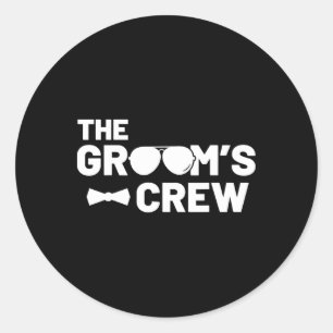 Trauzeuge Groom Squat Men Bachelor versorgt Party Runder Aufkleber