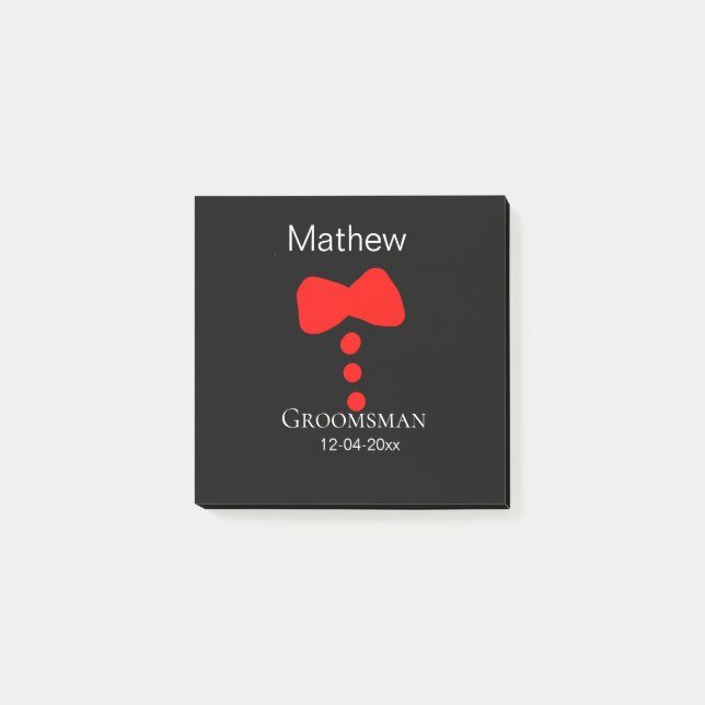 Trauzeuge hinzufügen Name Jahr Schwarzer Bug Shirt Post-it Klebezettel (Vorderseite)