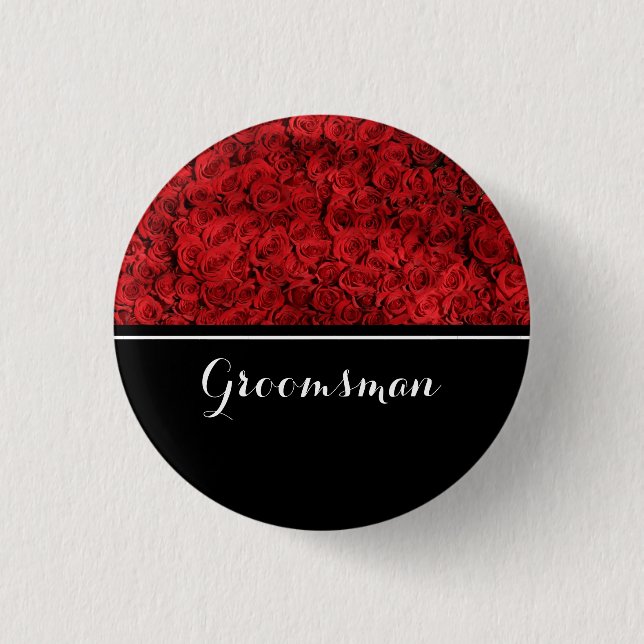 Trauzeuge Hochzeit Rote Rosen Button (Vorderseite)