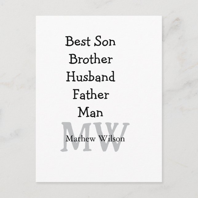 Trauzeuge in Ehemann Papa zitiert Namen hinzufügen Postkarte (Vorderseite)