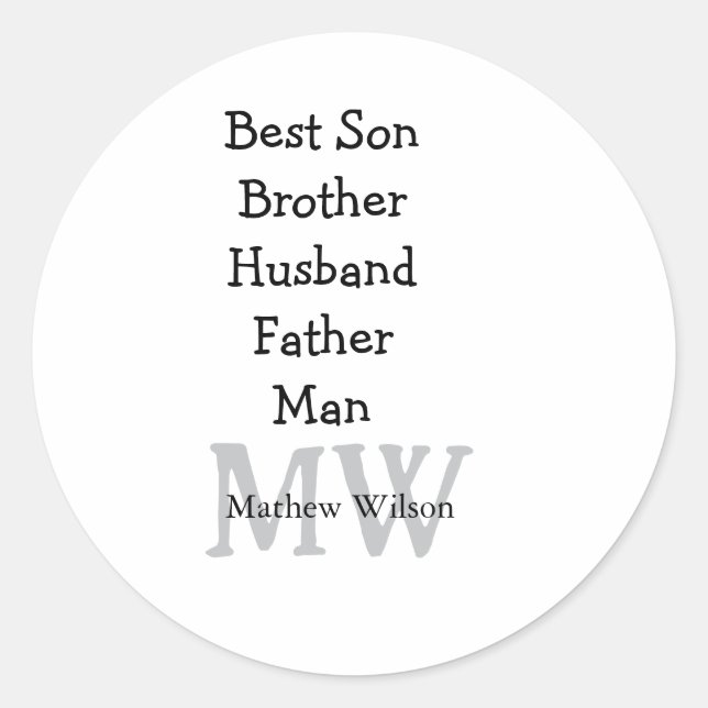 Trauzeuge in Ehemann Papa zitiert Namen hinzufügen Runder Aufkleber (Vorderseite)