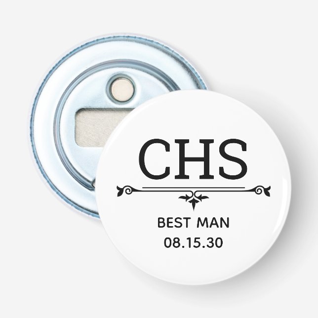 Trauzeuge-Initialen Flaschenöffner (Vorderseite)