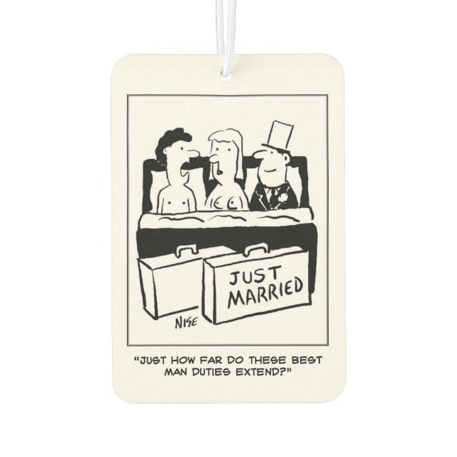 Trauzeuge ist in Bed mit Bride & Groom Autolufterfrischer (Rückseite)