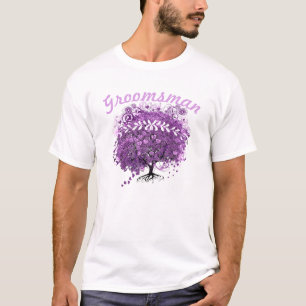 Trauzeuge Lila Heart Leaf Tree Hochzeit T-Shirt