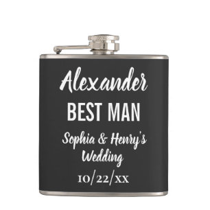 Trauzeuge Moderne Typografie Script Black Wedding Flachmann