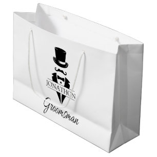 Trauzeuge Name Black Krawatte Mustache Große Geschenktüte
