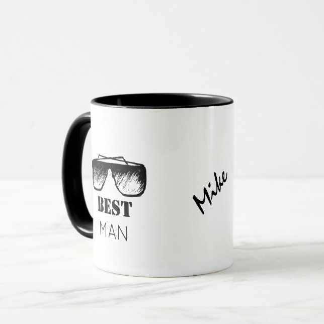 Trauzeuge Name Funny Black Googles Wedding Tasse (Vorderseite Links)