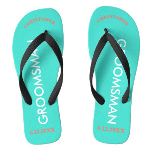 Trauzeuge NAME Turquoise Blue Flip Flops