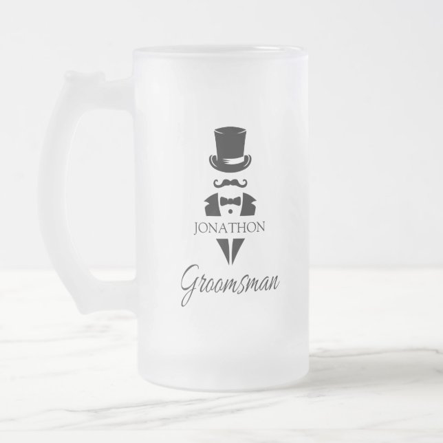 Trauzeuge Name Tuxedo Top Hat Mattglas Bierglas (Links)