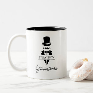 Trauzeuge Name Tuxedo Top Hat Zweifarbige Tasse