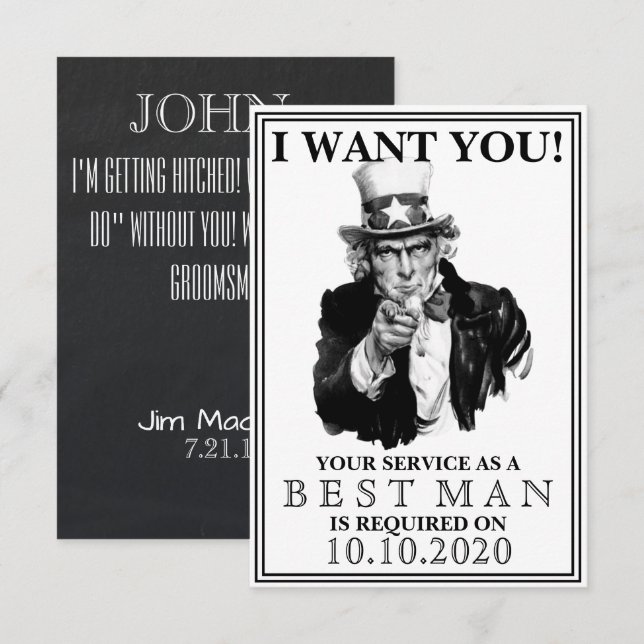 Trauzeuge oder Trauzeuge Vorschlag Einladung (Vorne/Hinten)