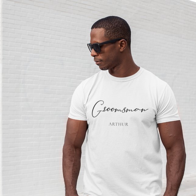 Trauzeuge Personalisiert Chic Minimalistische Hoch T-Shirt (Von Creator hochgeladen)