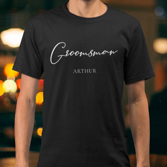 Trauzeuge Personalisiert Chic Moderne Bachelor Par T-Shirt (Von Creator hochgeladen)
