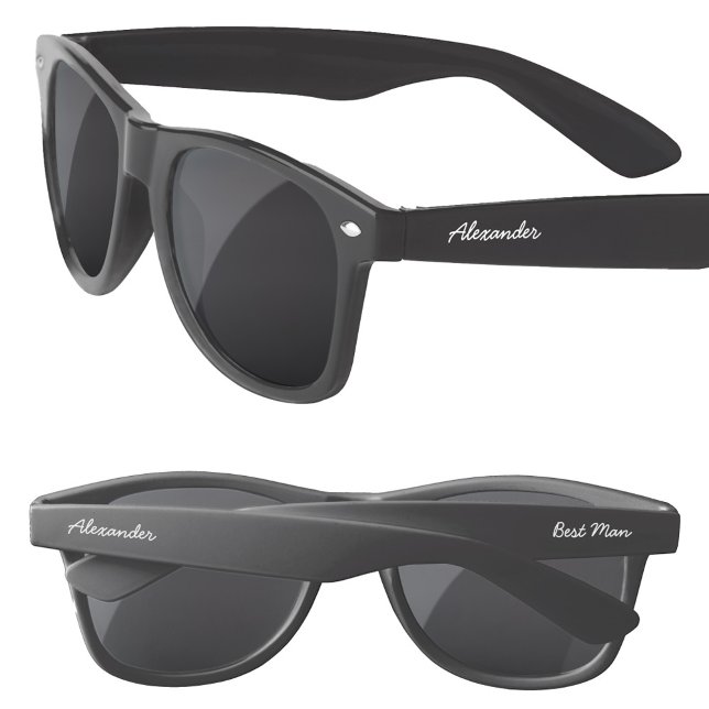 Trauzeuge Personalisierter Skriptname Hochzeit (Best Man personalized name wedding sunglasses for bachelor and stag parties)