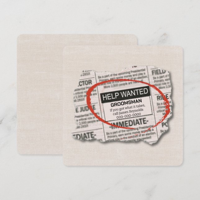 Trauzeuge Request Newspaper Ad Card Karte (Vorne/Hinten)