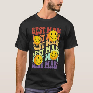Trauzeuge Retro-Lächeln Gesicht Hochzeit Feier Jun T-Shirt