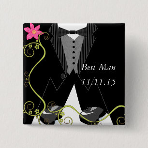 Trauzeuge Smoking Fliege Tennisschuh Hochzeit Abze Button